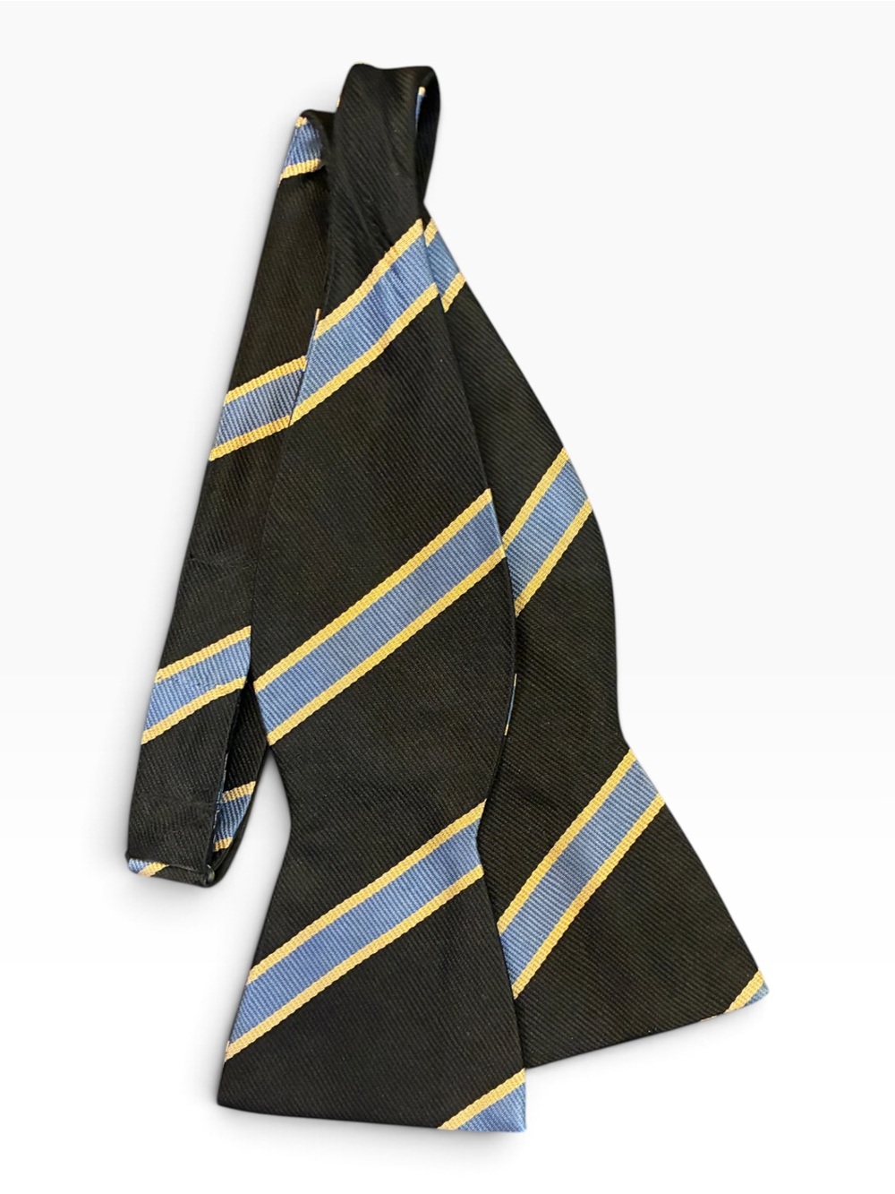 Polo Ralph Lauren Silk Bowtie Self-Tie Black Blue Gold Repp Stripe Made in USA